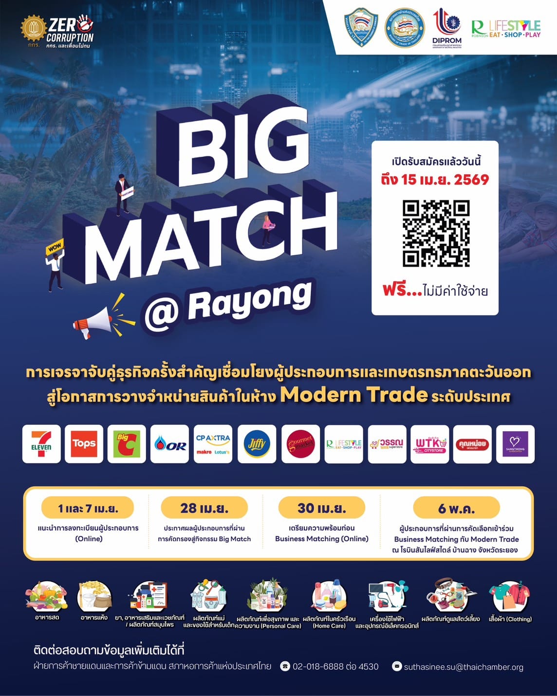 สภาหอการค้าฯ ขอเชิญเข้าร่วมกิจกรรม "BIG MATCH @ Rayong" สมัครด่วน! หมดเขตรับสมัคร 15 เมษายน 2569