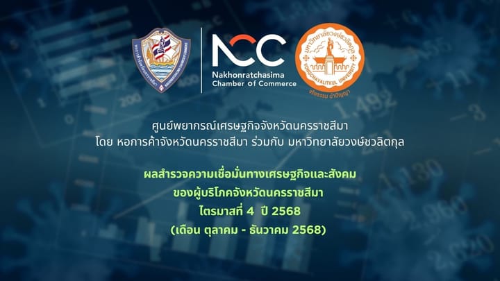 ผลสำรวจความเชื่อมั่นทางเศรษฐกิจและสังคม ของผู้บริโภคจังหวัดนครราชสีมาไตรมาสที่ 4 ปี 2568